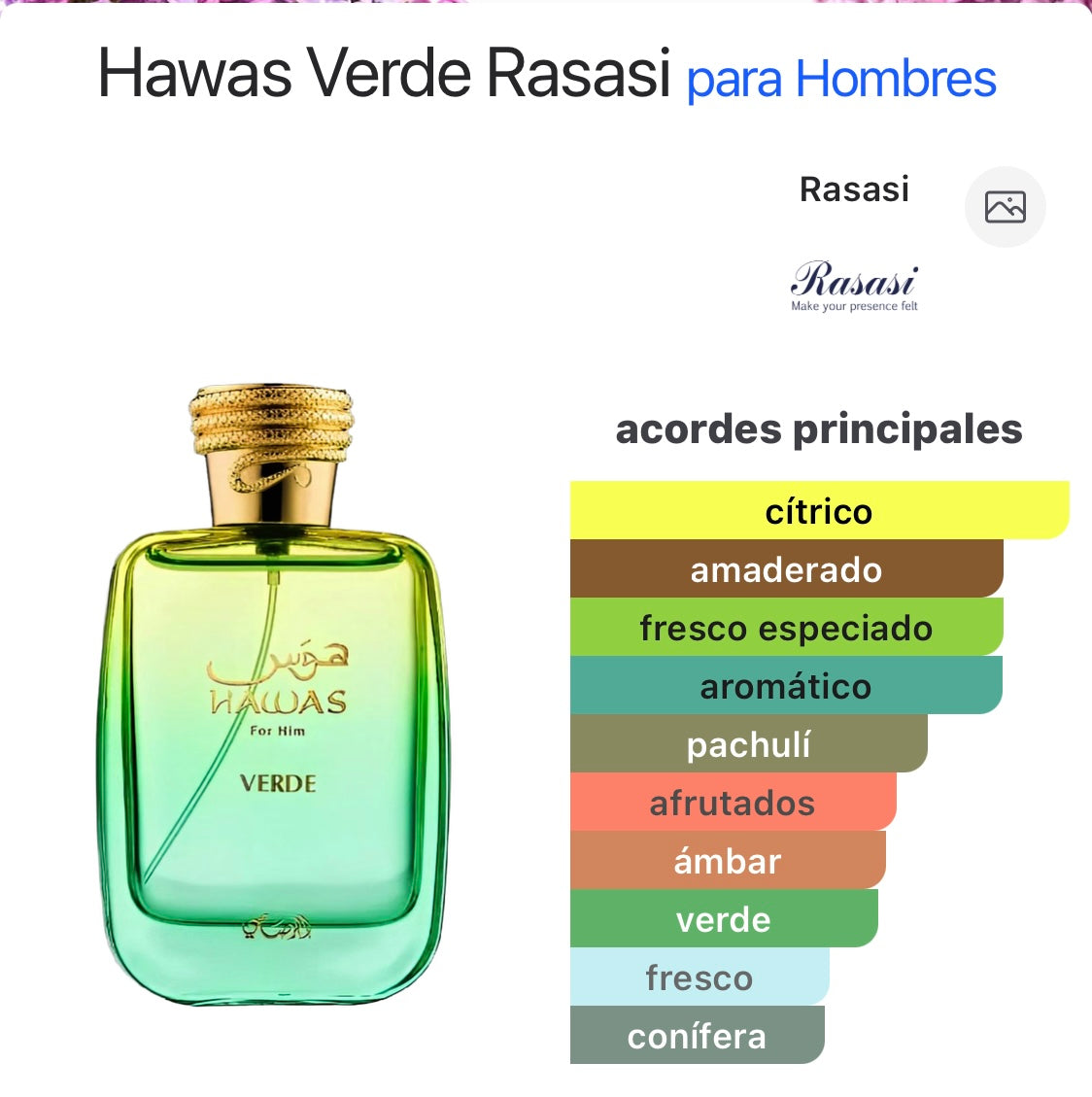 Hawas Verde Rasasi para Hombres