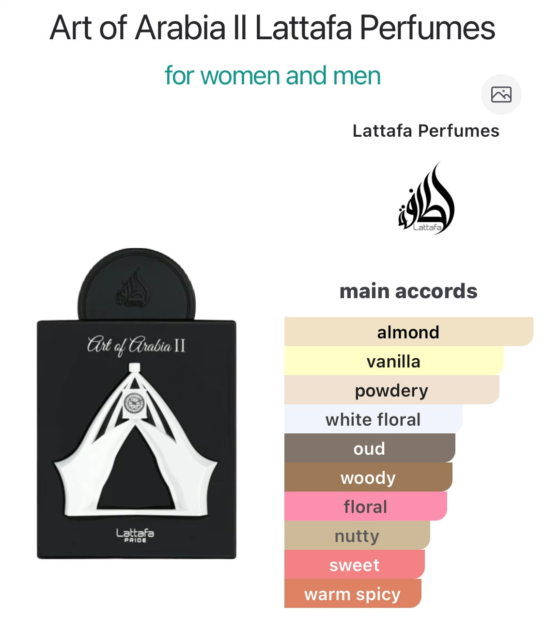 Lattafa Art Of Arabia II Eau de Parfum para hombres y mujeres