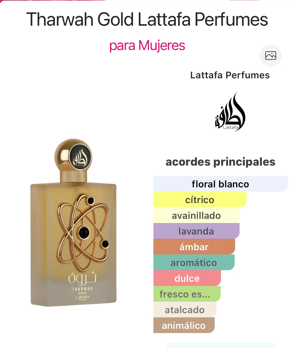 Lattafa Perfumes Tharwah Gold para Unisex Eau de Parfum en Spray, 3.4 onzas